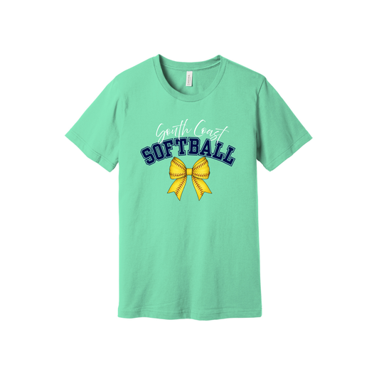 South Coast Softball with Bow Shirt in Mint